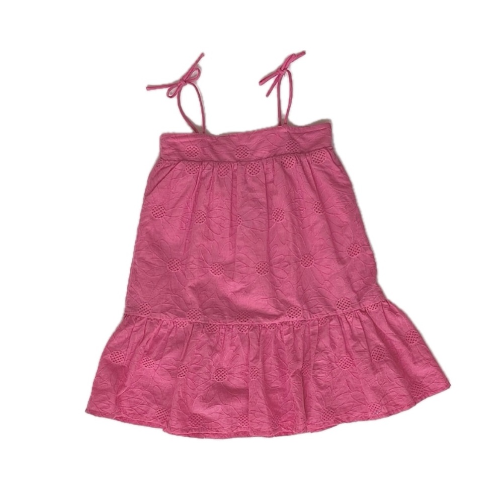 Cotton On kids pink tie strap embroidered flower dress
